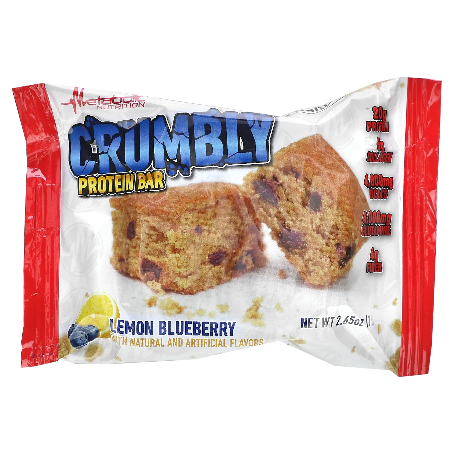 Metabolic Nutrition, Crumbly Protein Bar, Lemon Blueberry, 12 Bars, 2.65 oz (75 g) Each