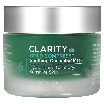 ClarityRx, Cold Compress Soothing Cucumber Mask , 1.7 oz (50 g)