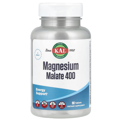 KAL, Magnesium Malate 400, 90 Tablets (200 mg per Tablet)