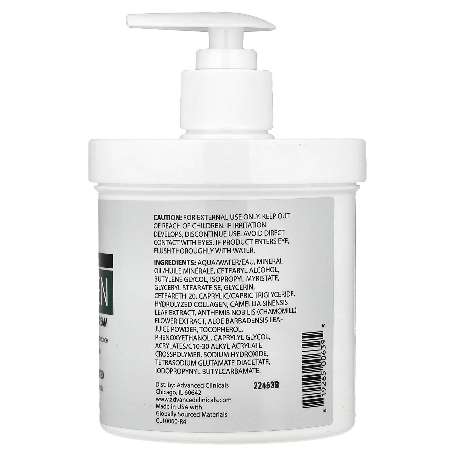 Advanced Clinicals, Collagen, Advanced Moisturizing Cream, 1 lb (454 g)