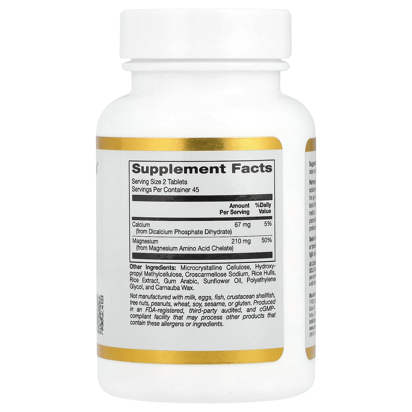 California Gold Nutrition, Magnesium Chelate with Calcium, 90 Tablets