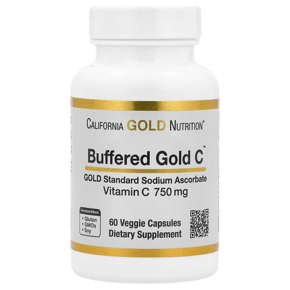 California Gold Nutrition, Buffered Gold C, GOLD Standard Sodium Ascorbate (Vitamin C), 750 mg, 60 Veggie Capsules