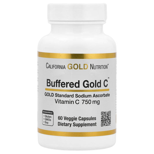 California Gold Nutrition, Buffered Gold C, GOLD Standard Sodium Ascorbate (Vitamin C), 750 mg, 60 Veggie Capsules