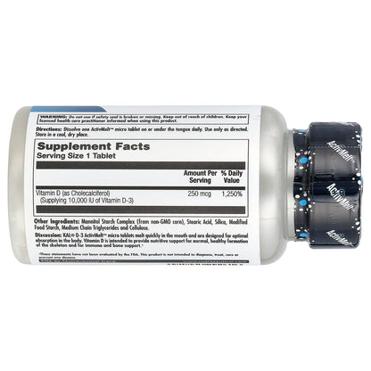 KAL, Ultra D-3, Unflavored, 250 mcg (10,000 IU), 90 Micro Tablets