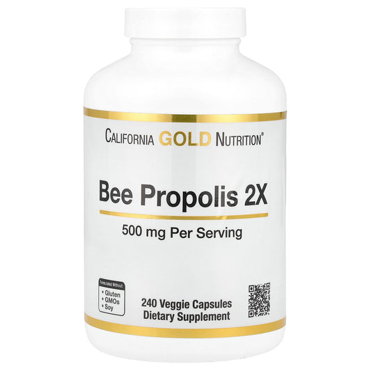 California Gold Nutrition, Bee Propolis 2X, Concentrated Extract, 500 mg, 240 Veggie Capsules