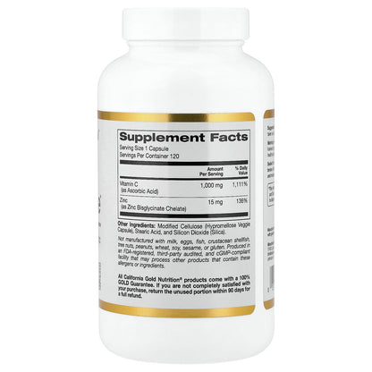 California Gold Nutrition, C-1000 & Zinc Immune, 120 Veggie Capsules