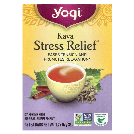 Yogi Tea, Stress Relief®, Kava, Caffeine Free, 16 Tea Bags, 1.27 oz (36 g)