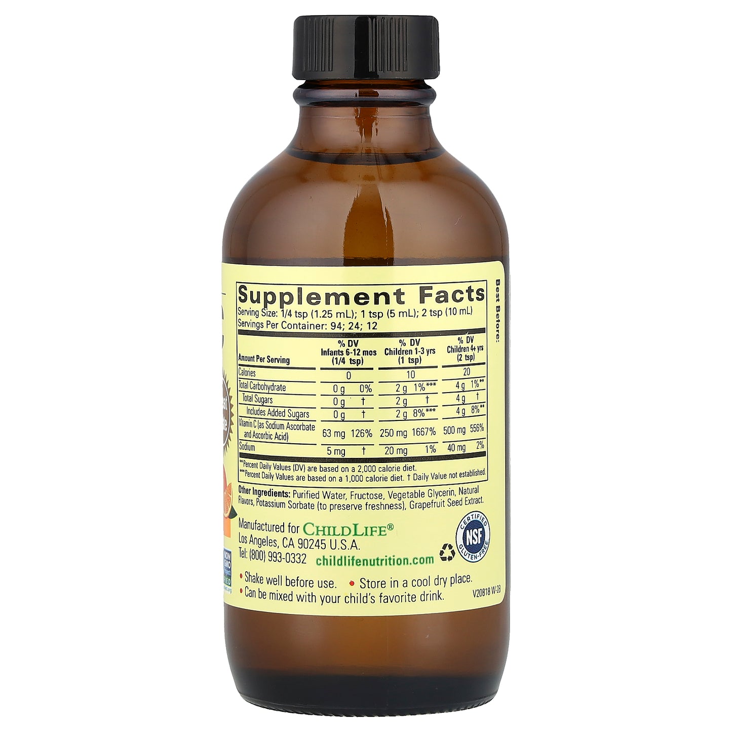 ChildLife Essentials, Liquid Vitamin C, Natural Orange, 4 fl oz (118 ml)