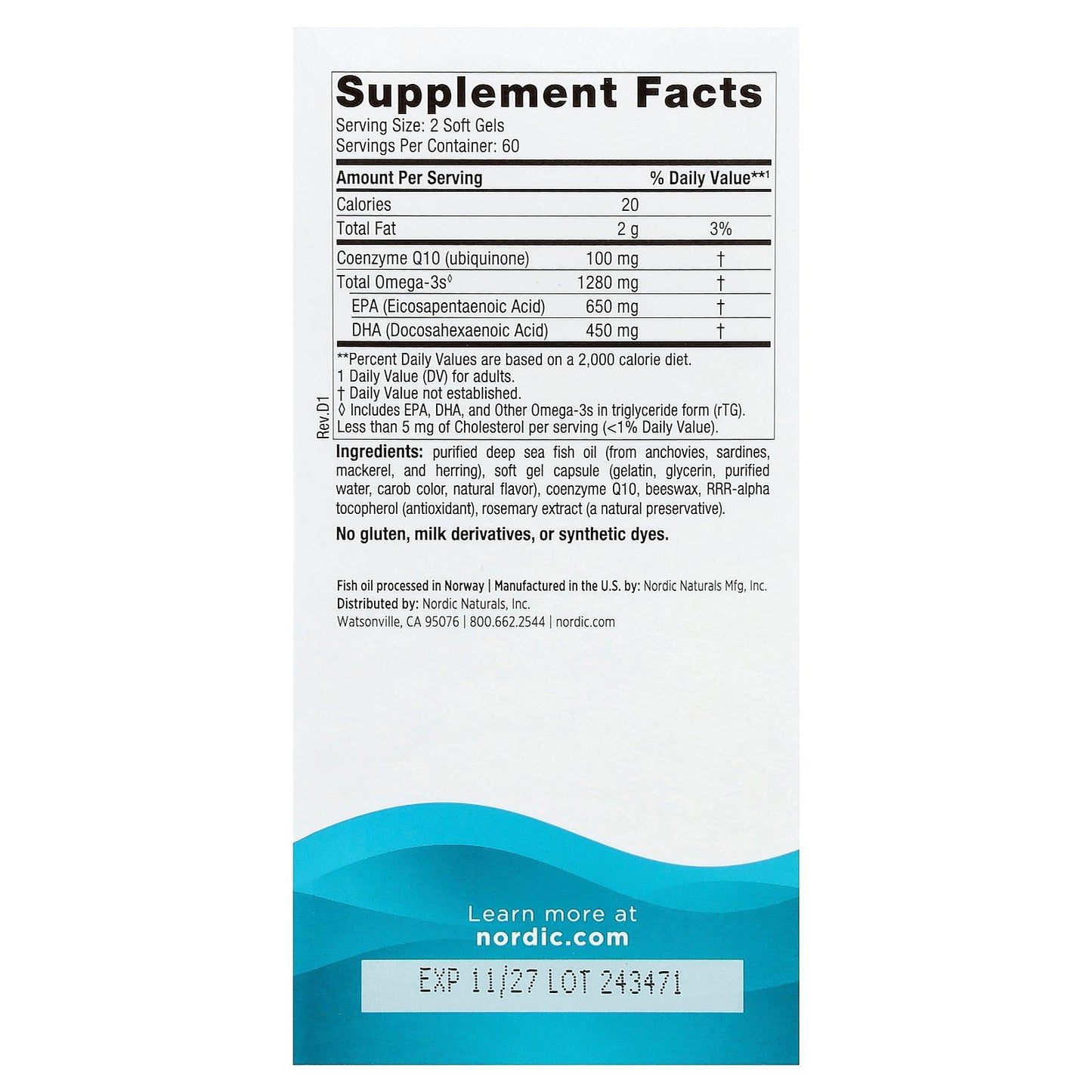 Nordic Naturals, Ultimate Omega® + CoQ10, Lemon, 120 Soft Gels