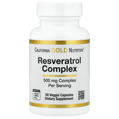 California Gold Nutrition, Resveratrol Complex with Grape Seed Extract, Red Wine Extract, and trans-Resveratrol, 60 Veggie Capsules