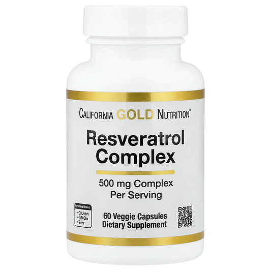 California Gold Nutrition, Resveratrol Complex with Grape Seed Extract, Red Wine Extract, and trans-Resveratrol, 60 Veggie Capsules