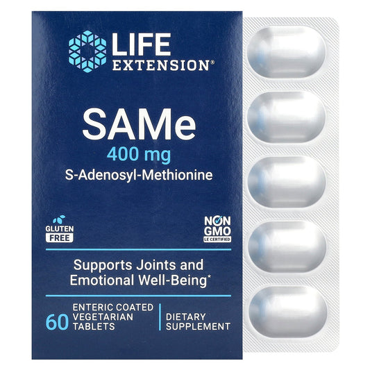 Life Extension, SAMe S-Adenosyl-Methionine, 400 mg, 60 Enteric Coated Vegetarian Tablets
