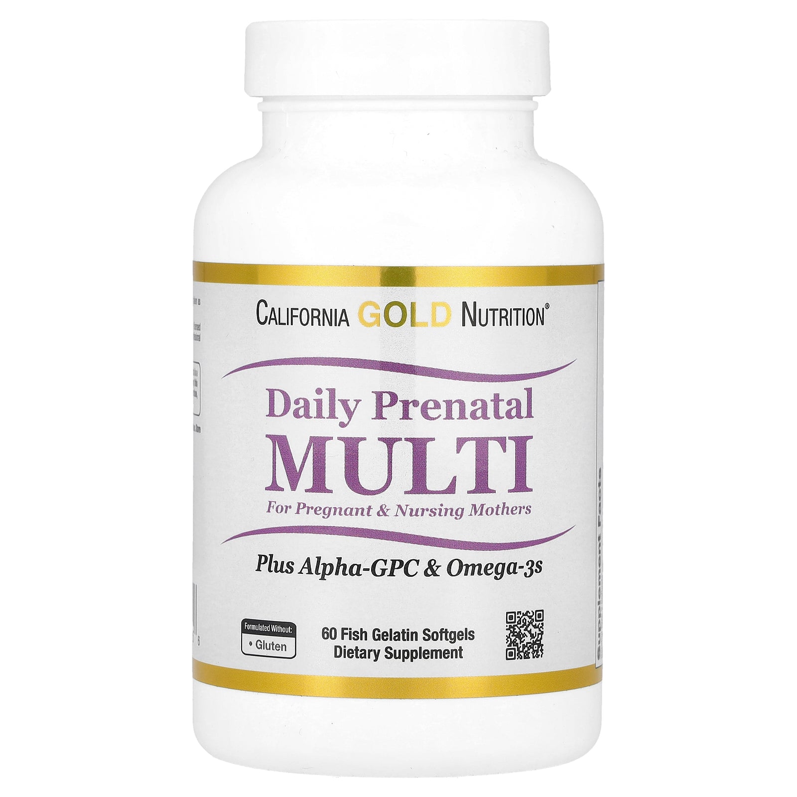 California Gold Nutrition, Prenatal MultiVitamin with Alpha-GPC and Omega-3s, 60 Fish Gelatin Softgel