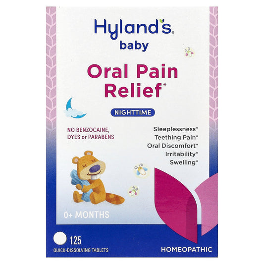 Hyland's Naturals, Baby, Oral Pain Relief, Nighttime, 0+ Months, 125 Quick-Dissolving Tablets