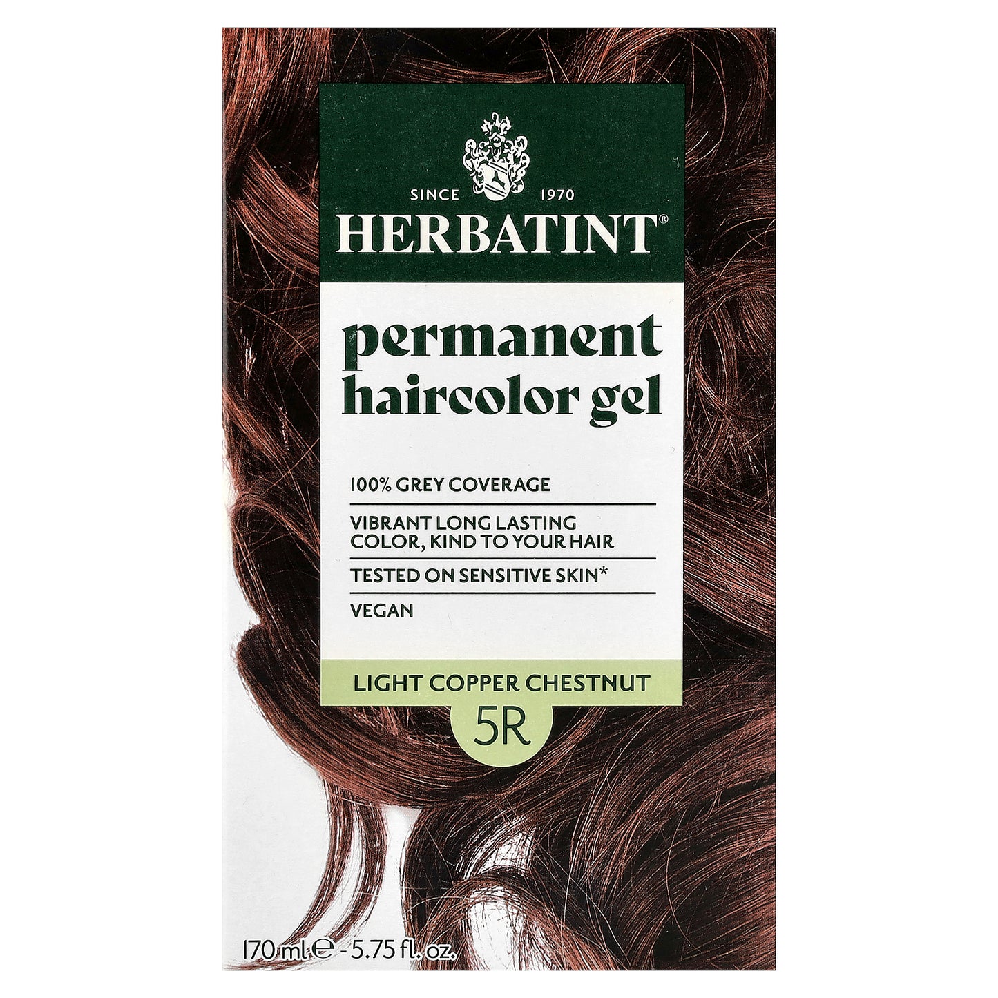 Herbatint, Permanent Haircolor Gel, 5R Light Copper Chestnut, 5.75 fl oz (170 ml)