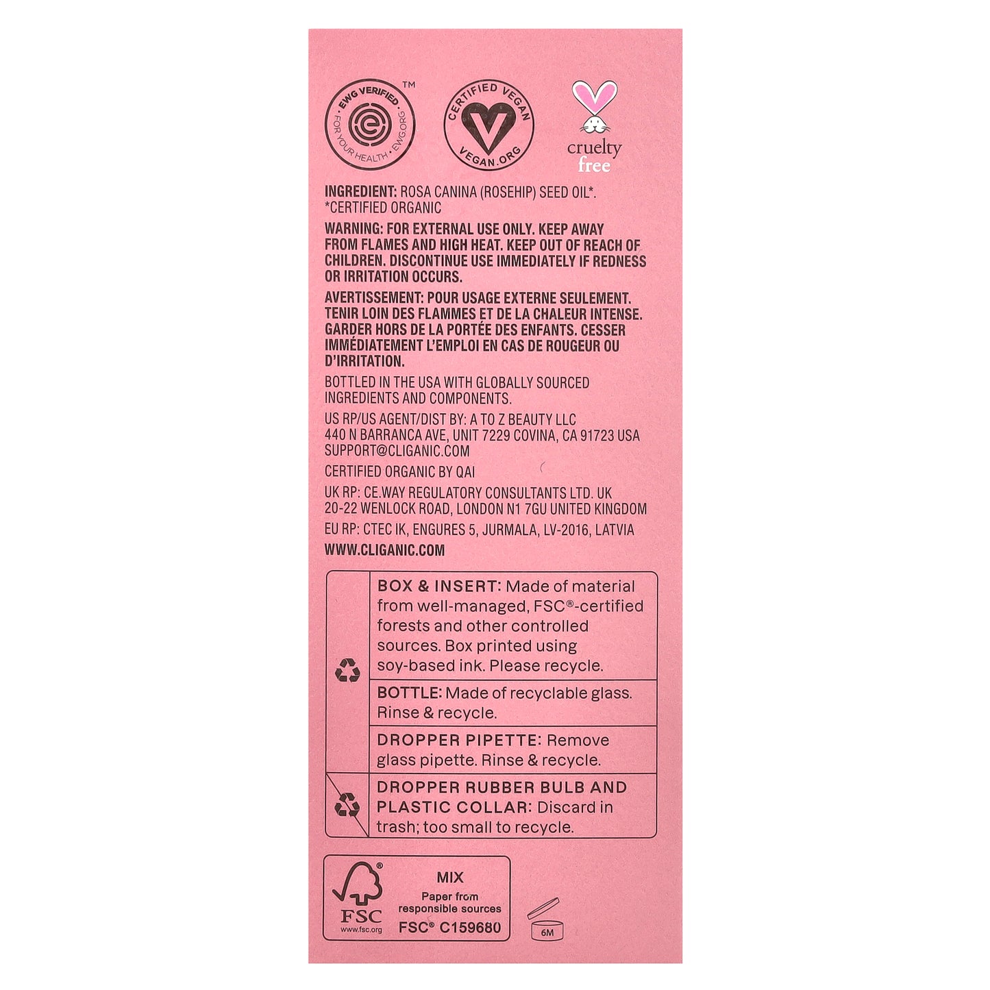 Cliganic, Organic Rosehip Oil, 4 fl oz (120 ml)