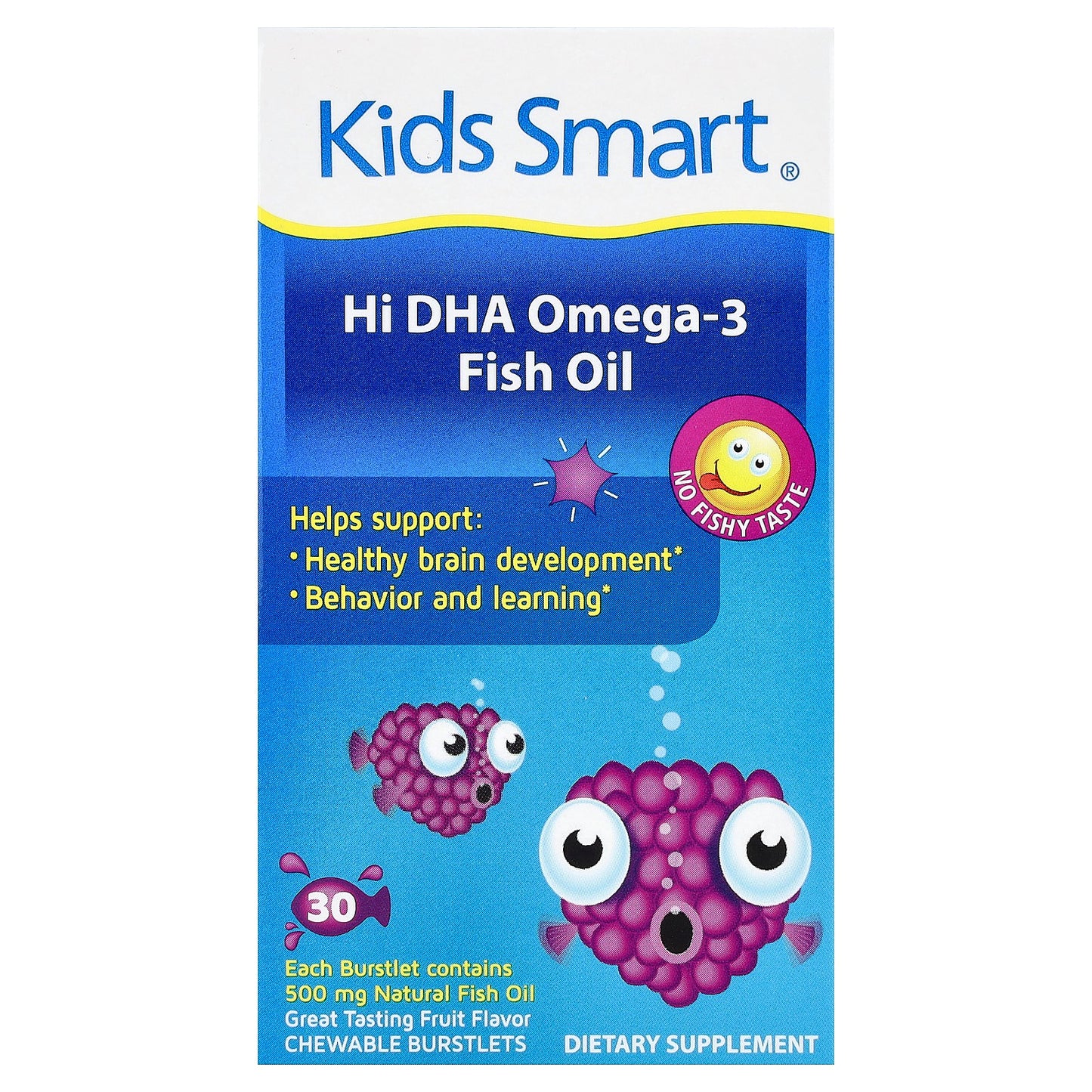 Kids Smart, Kids Smart®, Hi DHA-Omega 3 Fish Oil, Fruit, 30 Chewable Burstlets