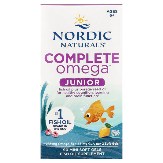 Nordic Naturals, Complete Omega™ Junior, Ages 6+, Lemon, 90 Mini Soft Gels