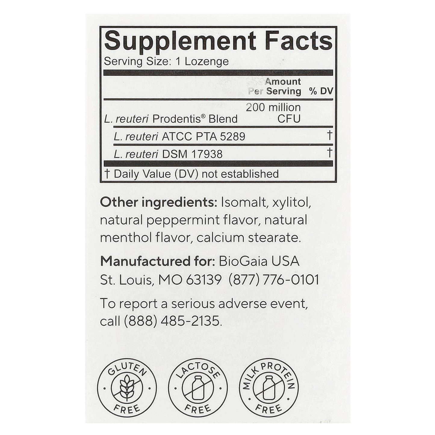 BioGaia, Prodentis® Oral Health Probiotic, For Healthy Gums & Teeth, Mint, 30 Probiotic Lozenges