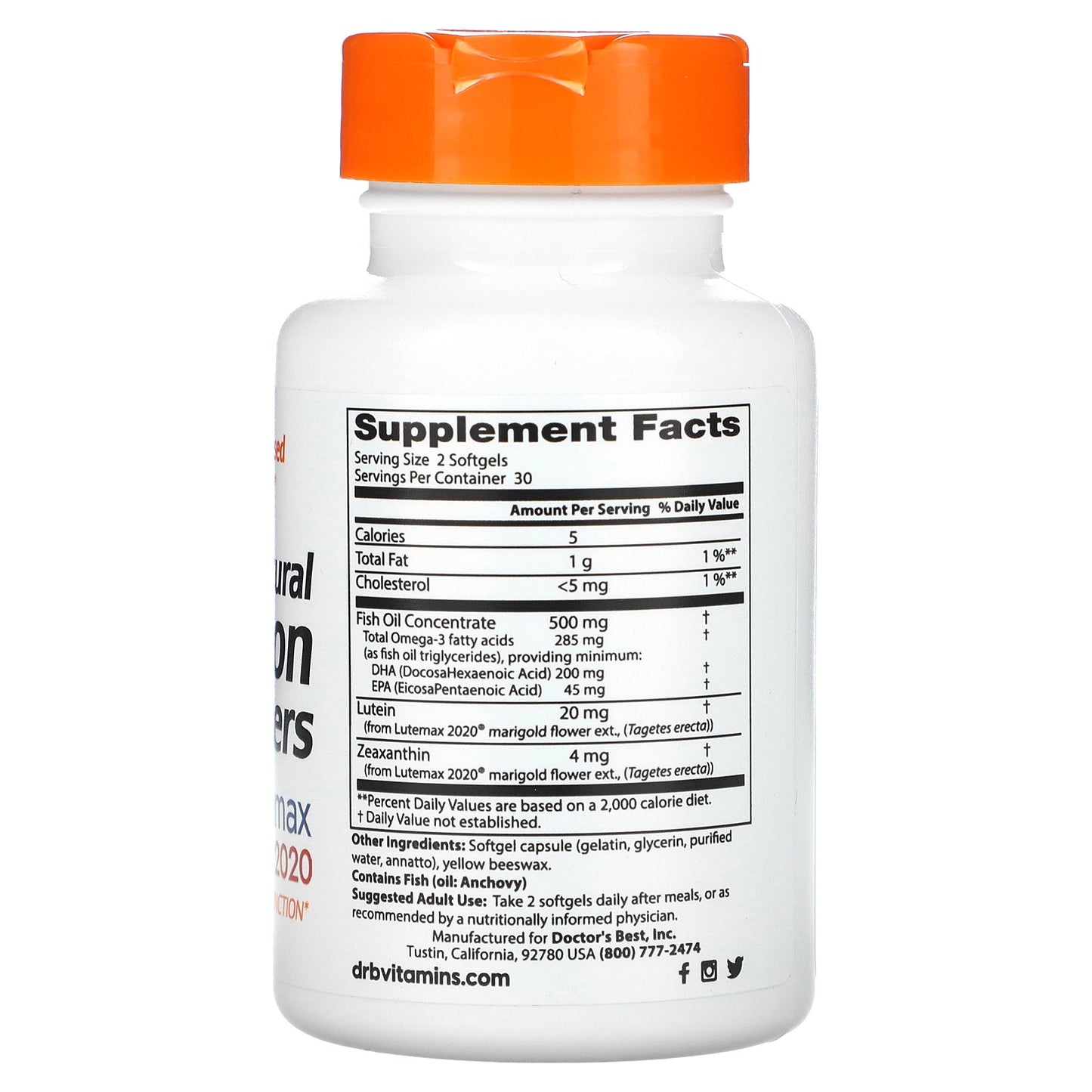 Doctor's Best, Natural Vision Enhancers with Lutemax 2020, 60 Softgels