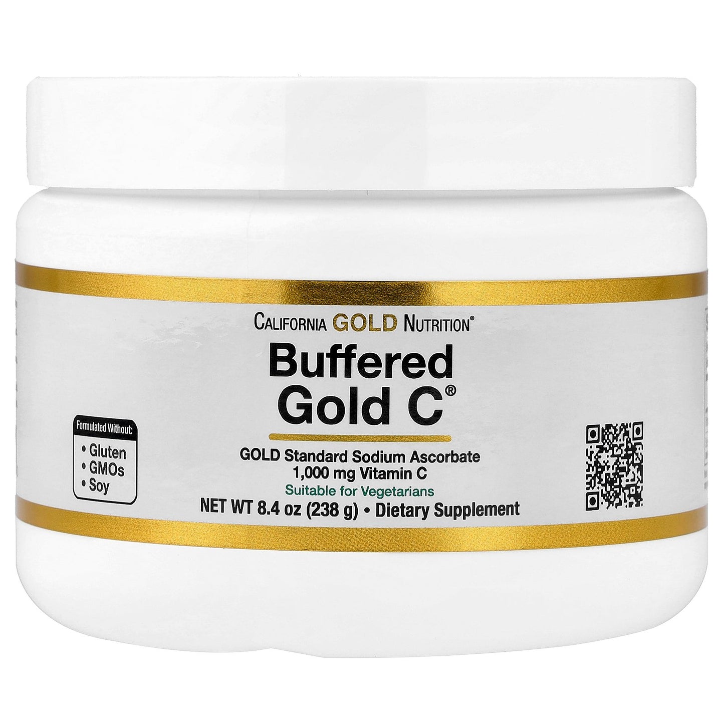 California Gold Nutrition, Buffered Gold C®, Non-Acidic Vitamin C Powder, Sodium Ascorbate, 8.4 oz (238 g)