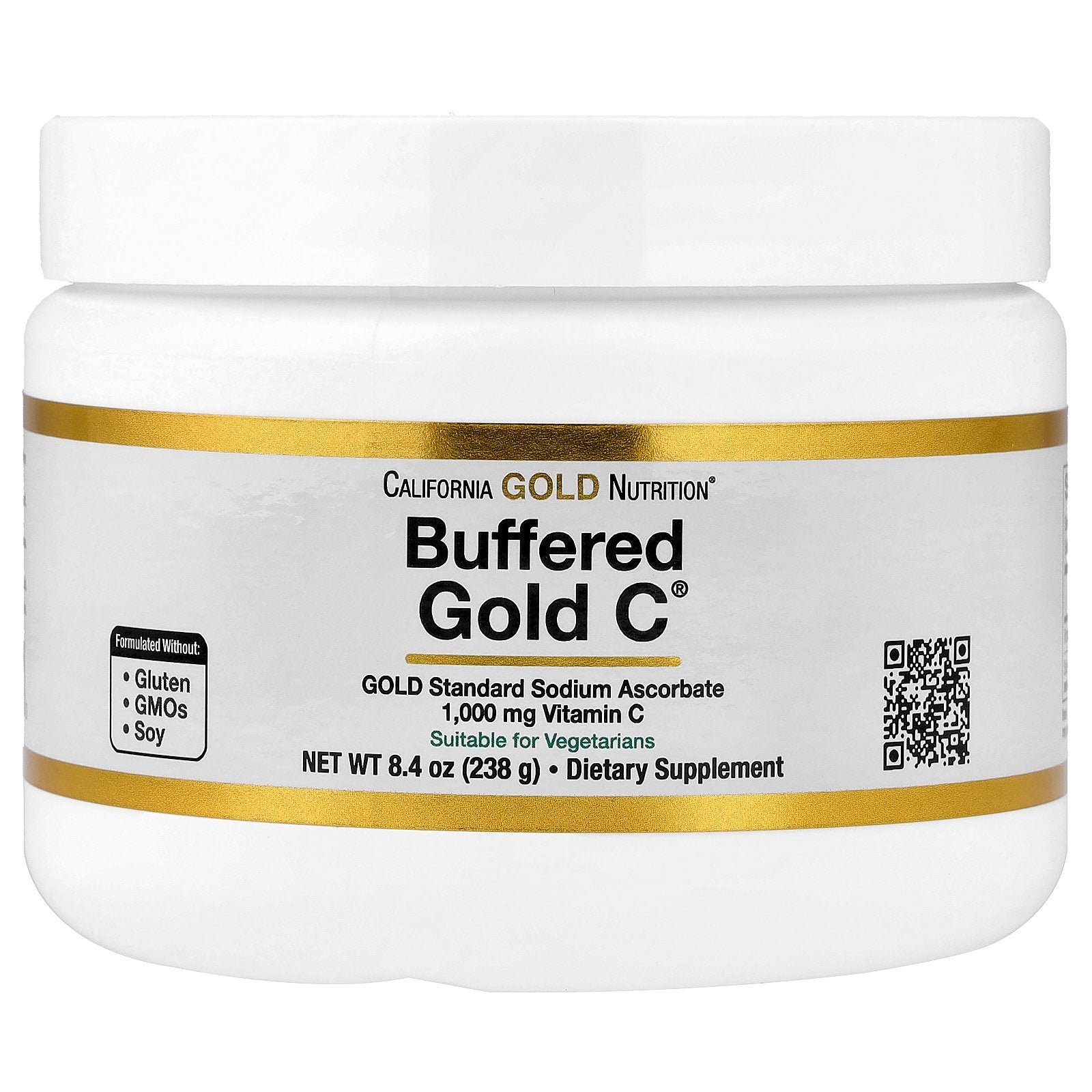 California Gold Nutrition, Buffered Gold C®, Non-Acidic Vitamin C Powder, Sodium Ascorbate, 8.4 oz (238 g)