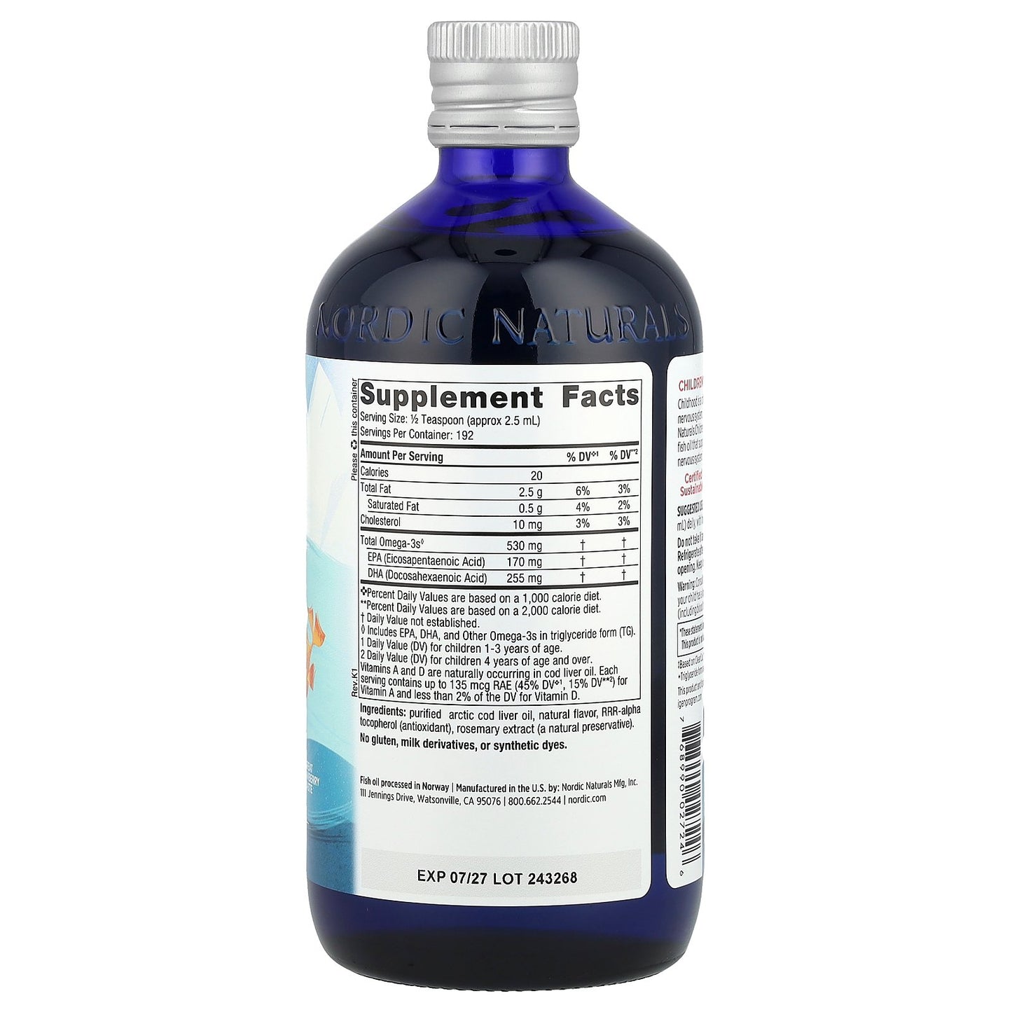 Nordic Naturals, Children's DHA™, Ages 1+, Great Strawberry, 530 mg, 16 fl oz (473 ml)