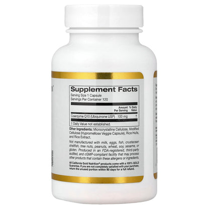 California Gold Nutrition, CoQ10, USP Grade Ubiquinone, 100 mg, 120 Veggie Capsules