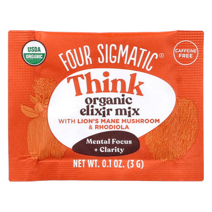 Four Sigmatic, Think, Organic Elixir Mix With Lion's Mane Mushroom & Rhodiola, Caffeine Free, 20 Packets, 0.1 oz (3 g) Each