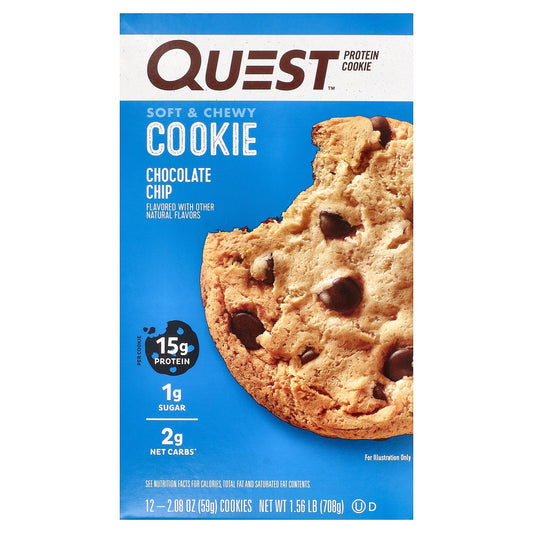Quest Nutrition, Protein Cookie, Chocolate Chip, 12 Cookies, 2.08 oz (59 g) Each
