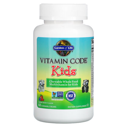 Garden of Life, Vitamin Code Kids, Chewable Whole Food Multivitamin, Cherry Berry, 60 Chewable Bears