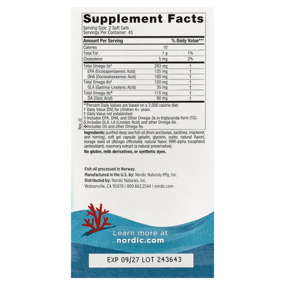 Nordic Naturals, Complete Omega™ Junior, Ages 6+, Lemon, 90 Mini Soft Gels