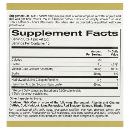 California Gold Nutrition, CollagenUP®, Hydrolyzed Marine Collagen Peptides with Hyaluronic Acid and Vitamin C, Unflavored, 10 Packets, 0.18 oz (5 g) Each