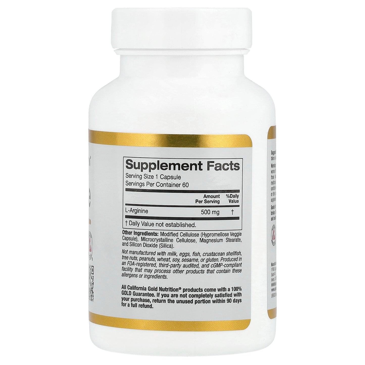 California Gold Nutrition, L-Arginine, 500 mg , 60 Veggie Capsules