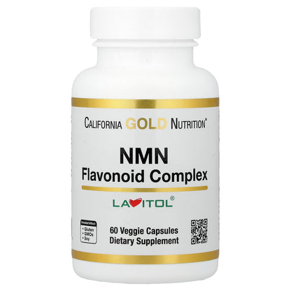 California Gold Nutrition, NMN Flavonoid Complex with Apigenin and Dihydroquercetin, 60 Veggie Capsules