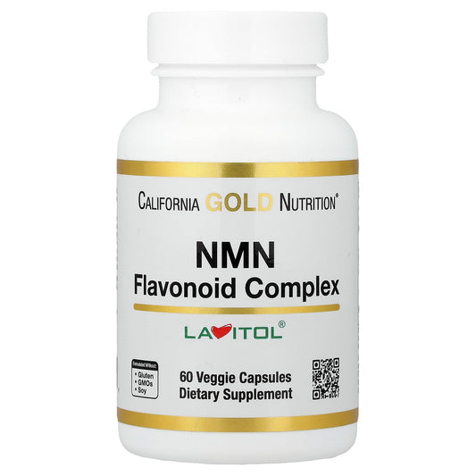 California Gold Nutrition, NMN Flavonoid Complex with Apigenin and Dihydroquercetin, 60 Veggie Capsules