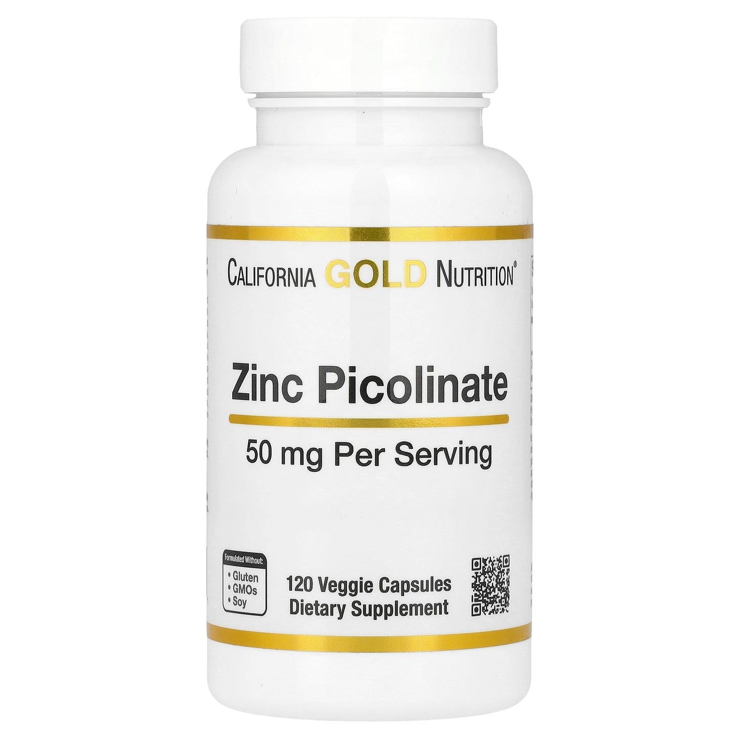 California Gold Nutrition, Zinc Picolinate, 50 mg, 120 Veggie Capsules