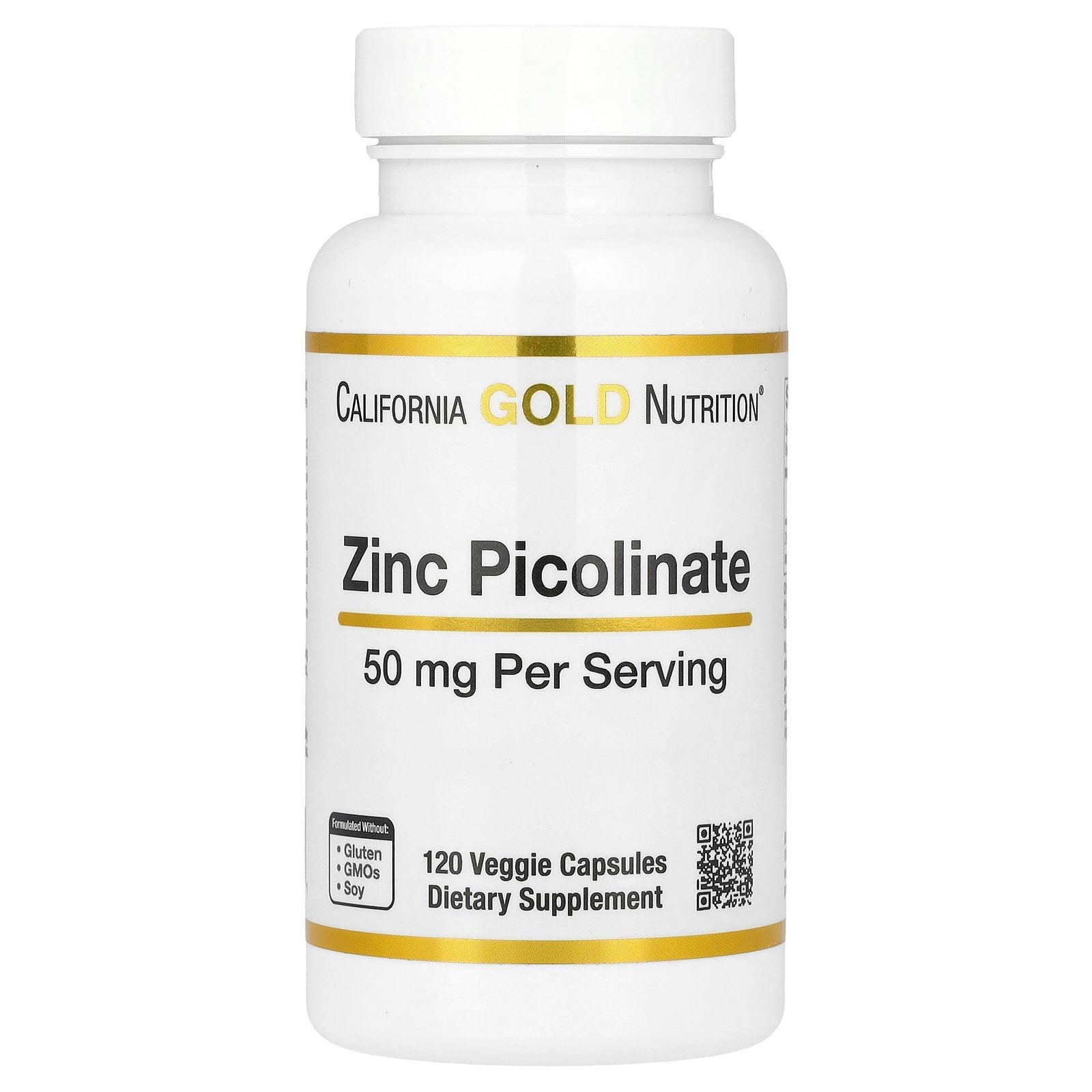 California Gold Nutrition, Zinc Picolinate, 50 mg, 120 Veggie Capsules