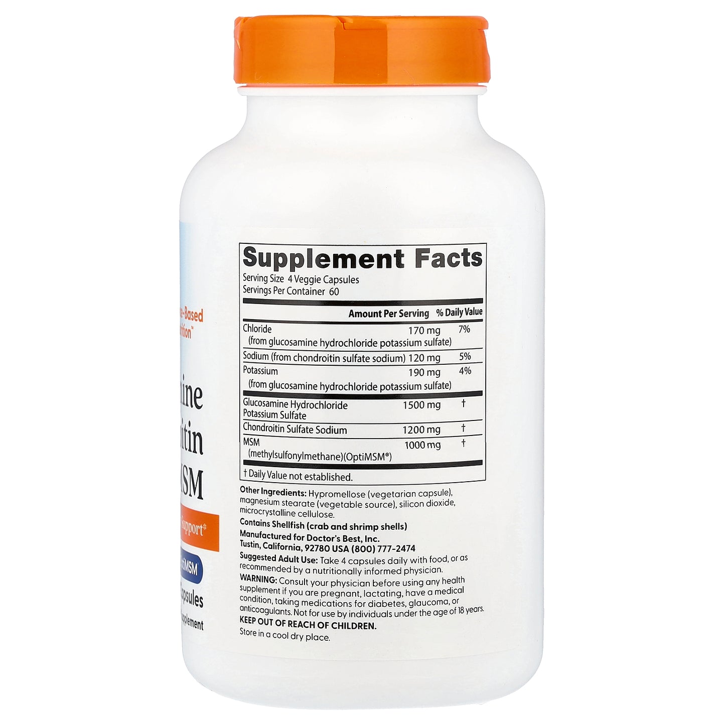 Doctor's Best, Glucosamine Chondroitin MSM with OptiMSM®, 240 Veggie Capsules