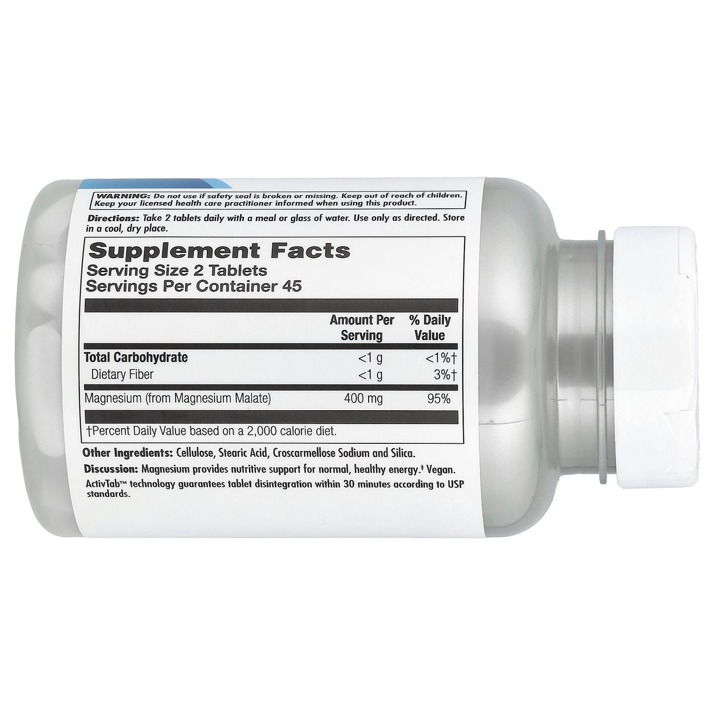 KAL, Magnesium Malate 400, 90 Tablets (200 mg per Tablet)