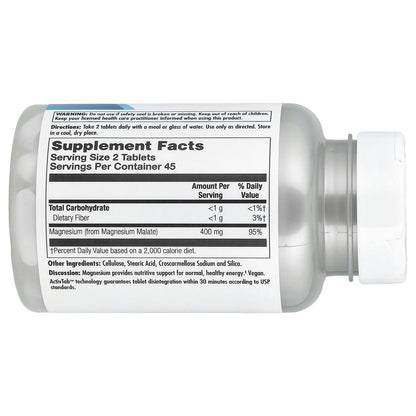 KAL, Magnesium Malate 400, 90 Tablets (200 mg per Tablet)