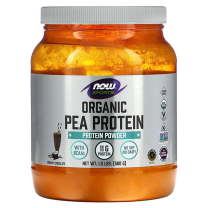 NOW Foods, Sports, Organic Pea Protein, Creamy Chocolate, 1.5 lbs (680 g)