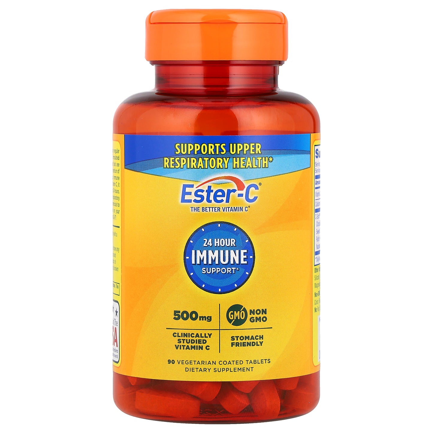 EsterC, 24 Hour Immune Support, 1,000 mg, 90 Vegetarian Coated Tablets (500 mg per Tablet)