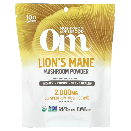 Om Mushrooms, Organic Mushroom Powder, Lion's Mane, 7.05 oz ( 200 g)