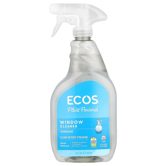 Earth Friendly Products, Ecos®, Plant Powered, Window Cleaner, Vinegar, 22 fl oz (650 ml)