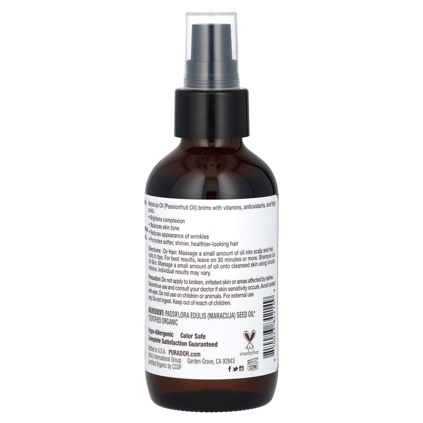 Pura D'or, Organic Maracuja Oil, 4 fl oz (118 ml)