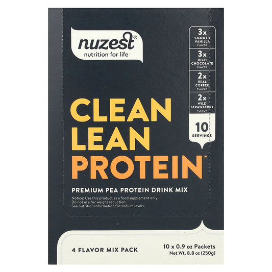 Nuzest, Clean Lean Protein, 4 Flavor Mix Pack, 10 Packets, 0.9 oz (25 g) Each