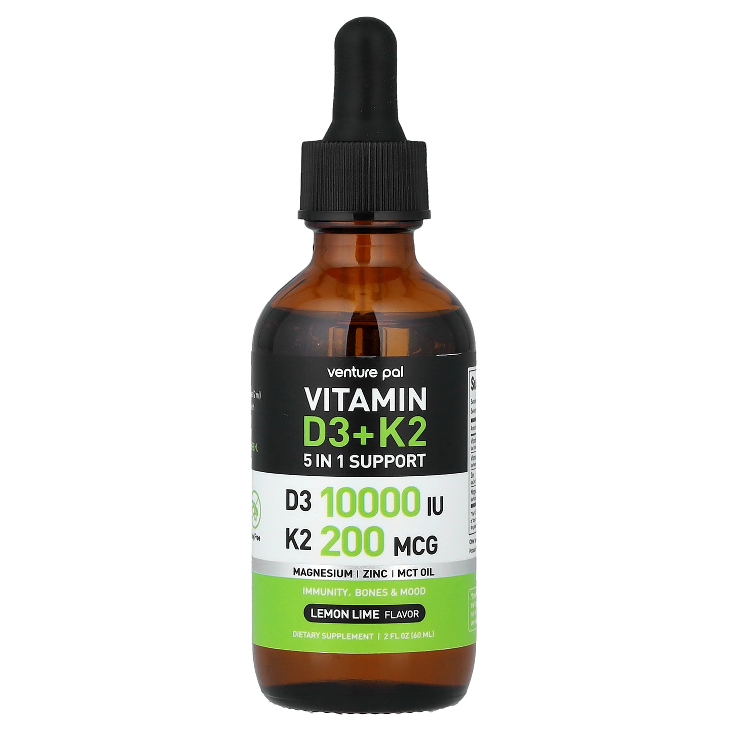 Venture Pal, Vitamin D3 + K2, Lemon Lime, 2 fl oz (60 ml)