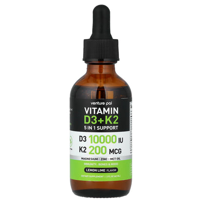 Venture Pal, Vitamin D3 + K2, Lemon Lime, 2 fl oz (60 ml)