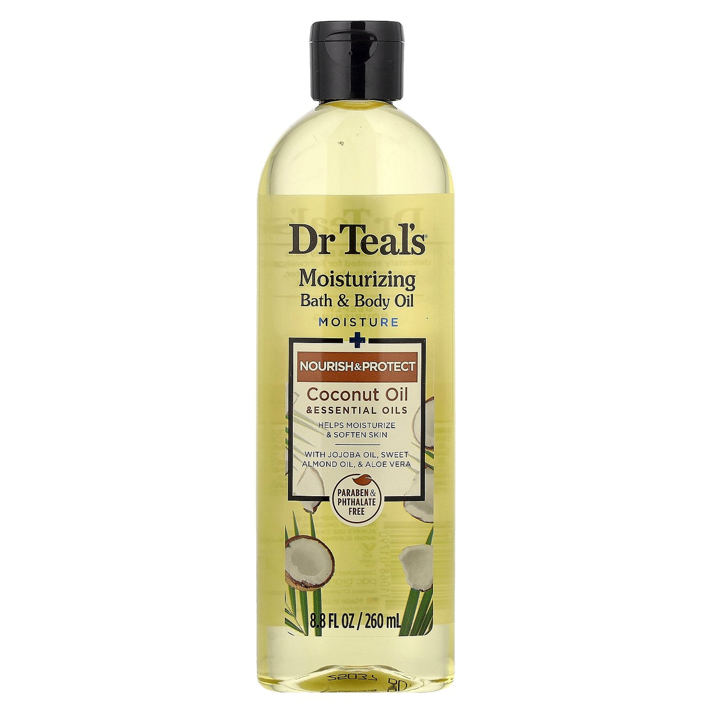 Dr. Teal's, Moisturizing Bath & Body Oil, Coconut Oil & Essential Oils, 8.8 fl oz (260 ml)